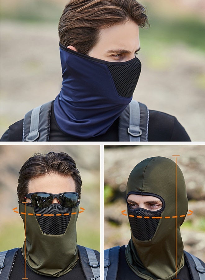 Polish'D 2 Pcs Full Face Cover Neck Gaiter Uv Protection Face Mask Outdoor Sports Face Scarf, Sun Protection Riding Mask Motorcycle Bicycle Headscarf Wind & Dust Face Towel Headgear - Image 3